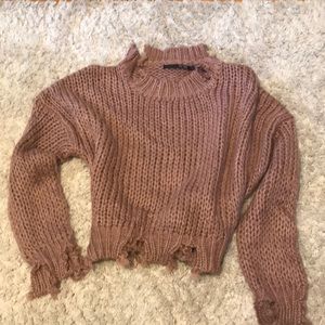 Distressed cropped sweater